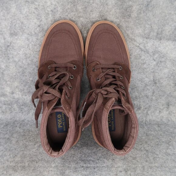 Polo Ralph Lauren Shoes Kids 5 Sneaker Chukka Casual Leather Canvas Boys Brown - Picture 6 of 14